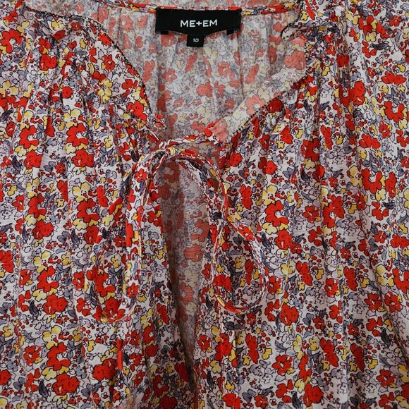 ME+EM Floral Peasant Blouse with Flutter Sleeves Size 10 - Picture 5 of 10